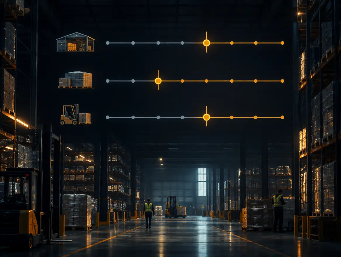 Three timelines comparing warehouse cutover before, with and after the ERP conversion